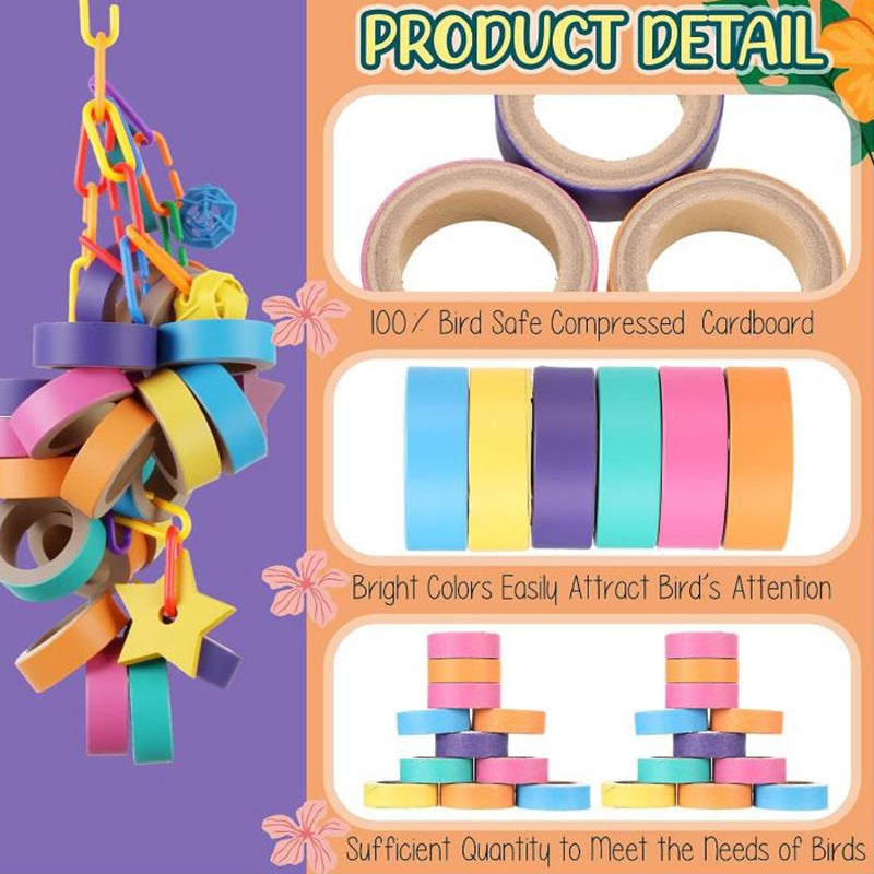 Parrot Toys, Bird Toys, Parrot Chewing Paper Rings, Bird Toys, Bulk Parrot Durable Cardboard Core, Small Pet Supplies